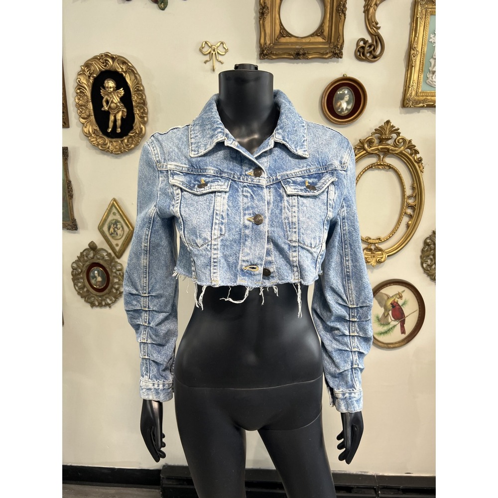 We The Free Acid Wash Cropped Denim Jacket Size XS